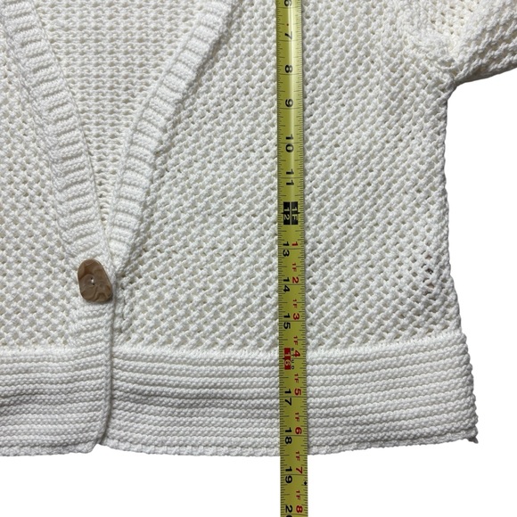 Soft Surroundings Open Knit Cropped Cardi Cardigan Size M White One-Button Front - Picture 7 of 10